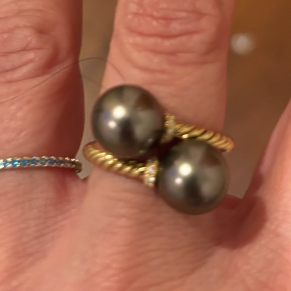 David Yurman Jewelry - David Yurman Gold Ring with Black Pearls